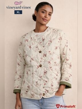 Vineyard Vines XL PrimaLoft Quilted Coat Floral Lightweight Jacket NWT